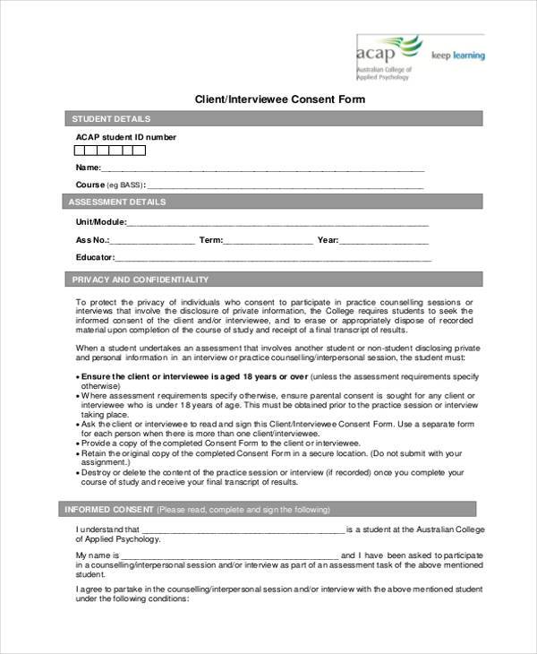 client interviewee consent form2