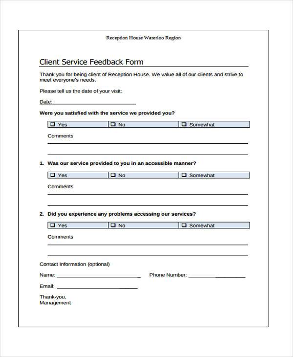 client service feedback form