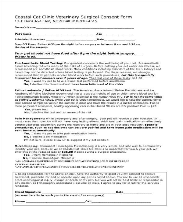 clinic surgical consent form