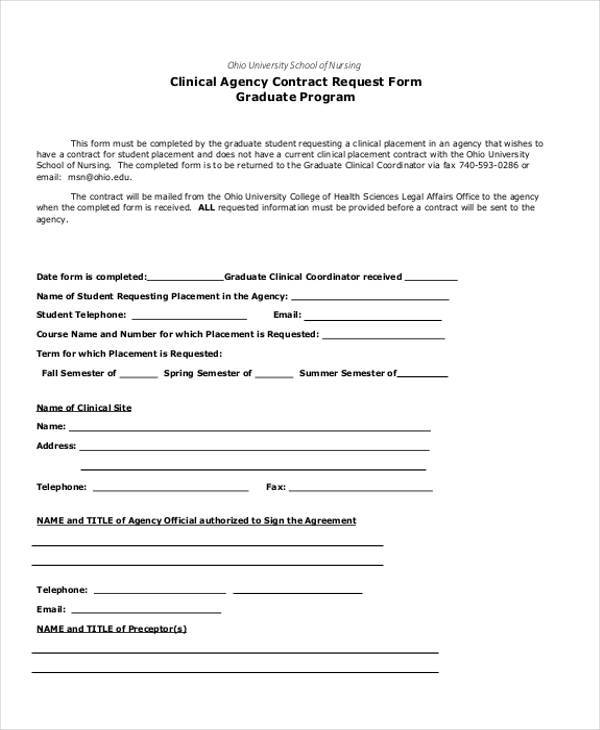 clinical agency contract request form1