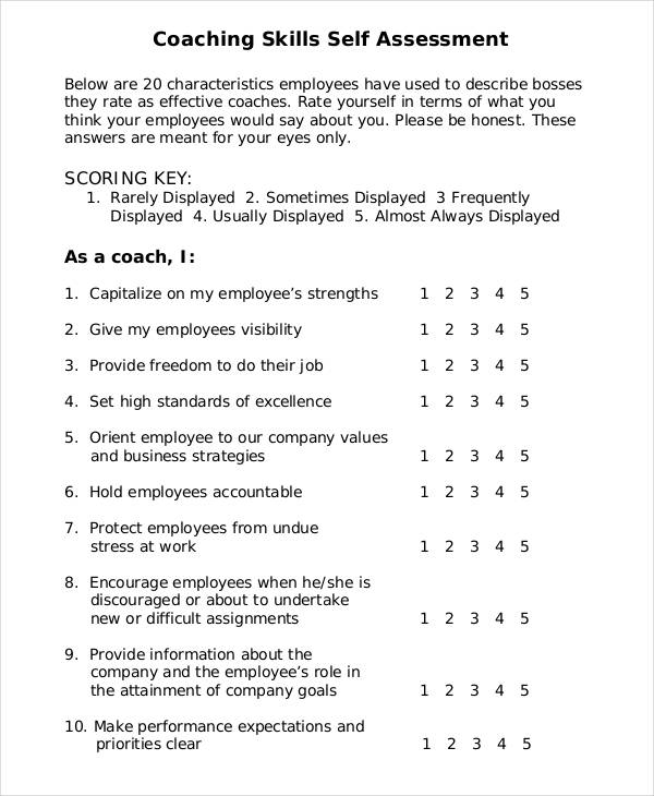 coaching skills self assessment form