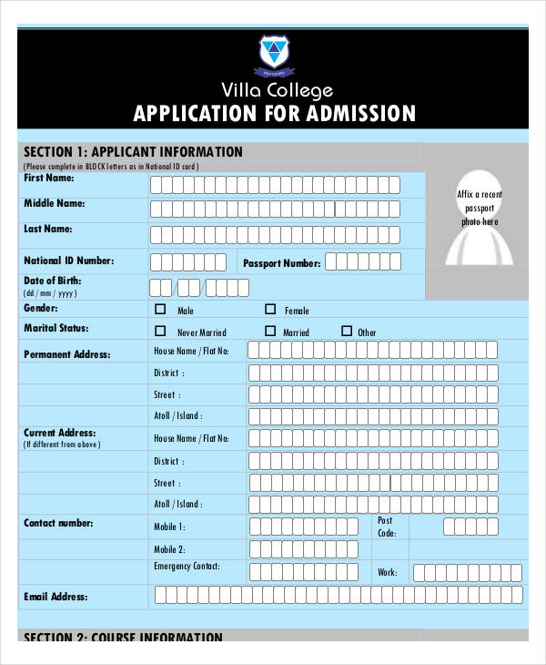 College admission application