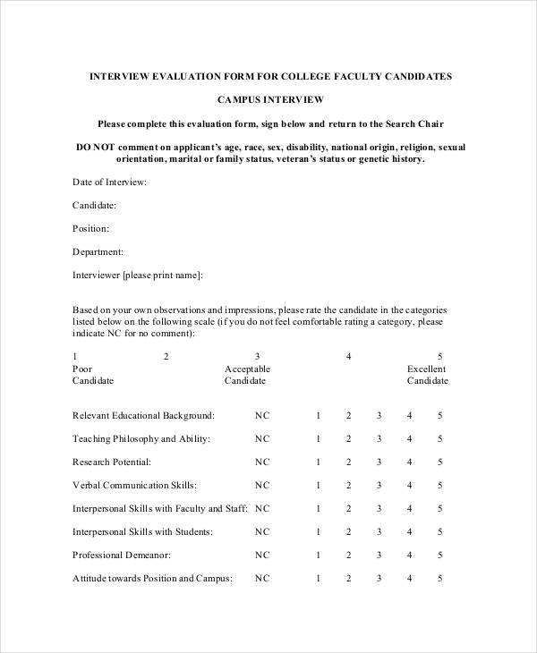 college faculty interview evaluation form1