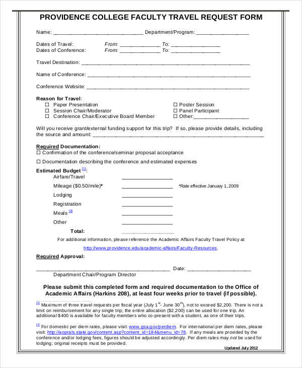 college faculty travel request form2