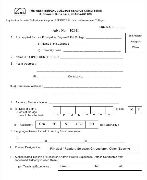 FREE 9+ College Application Forms in PDF | MS Word