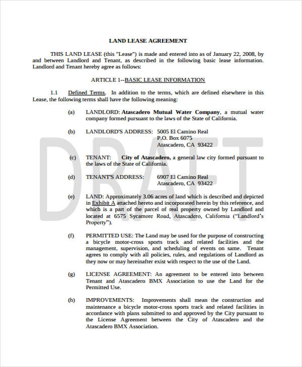 commercial land lease agreement form