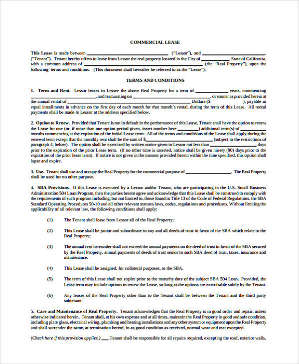 commercial lease agreement form2