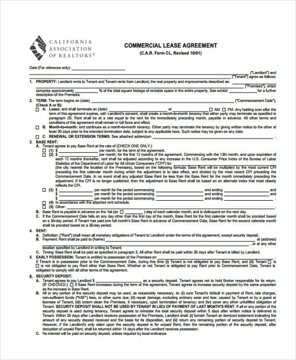 commercial month to month lease agreement