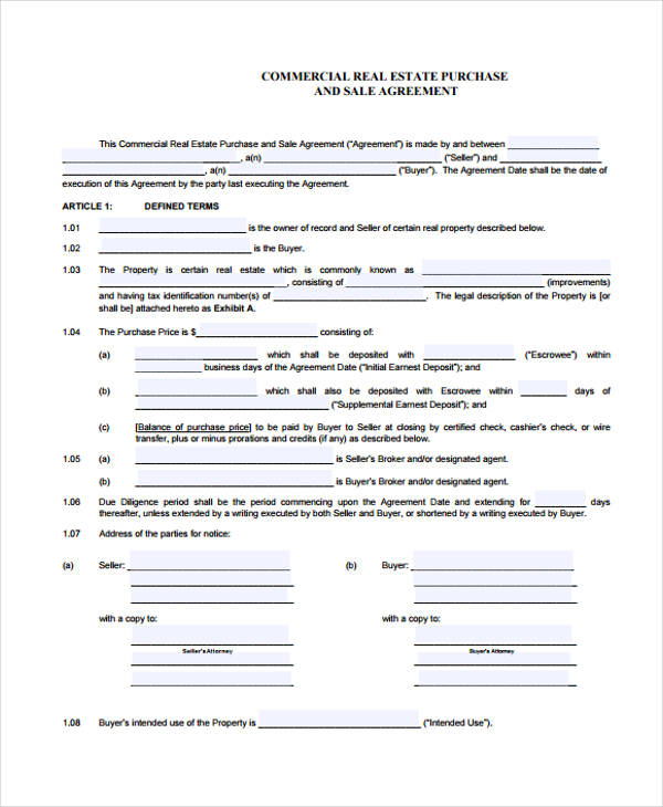 commercial real estate purchase agreement form1