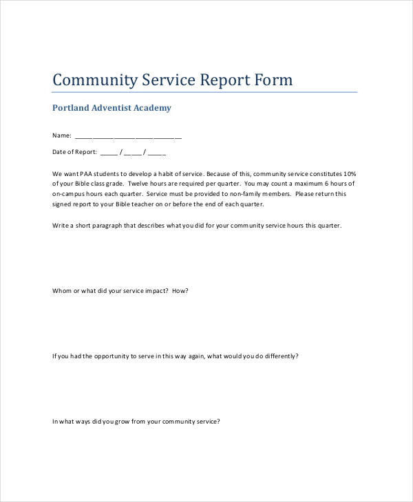 community service report form2