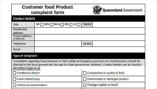 complaint forms in word