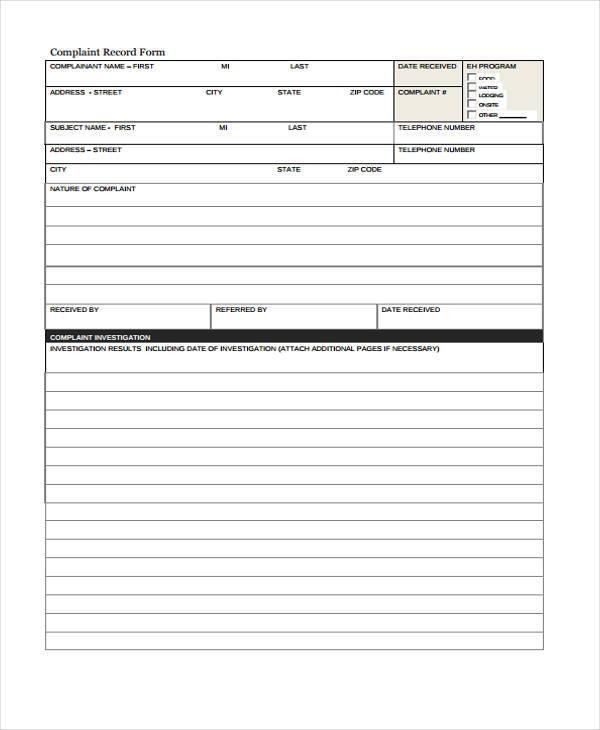 FREE 42+ Complaint Forms in PDF MS Word Excel