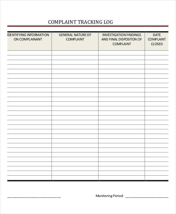 complaint tracking log form1