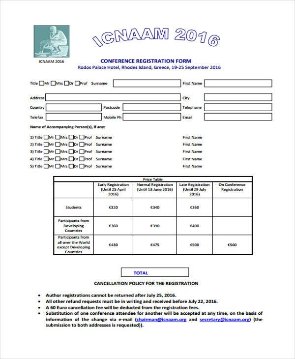 conference registration form pdf