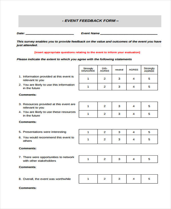 conference survey feedback form