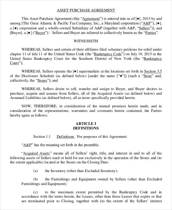 FREE 11+ Asset Purchase Agreement Forms in PDF | MS Word