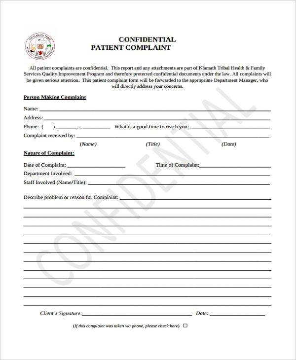 Free 42 Complaint Forms In Pdf Ms Word Excel 9316
