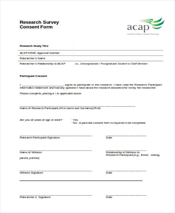 consent form for survey research