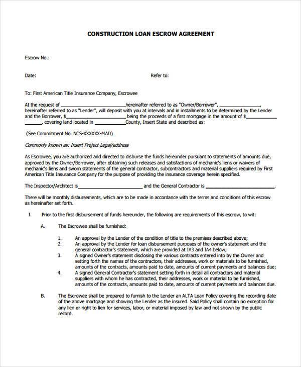 FREE 11+ Escrow Agreement Forms in PDF MS Word