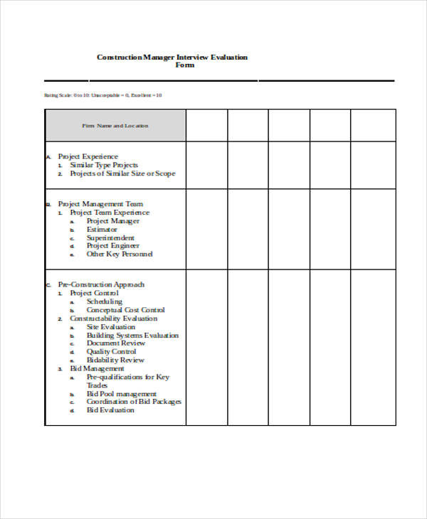 FREE 27+ Sample Interview Evaluation Forms in PDF MS Word Excel