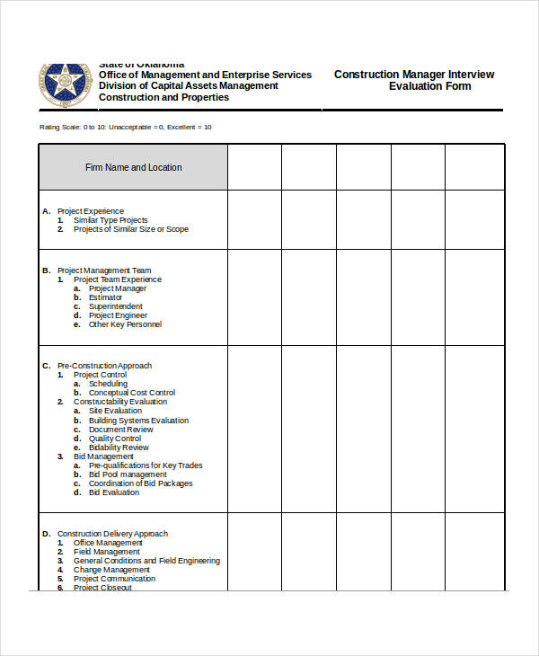 construction manager interview evaluation form1
