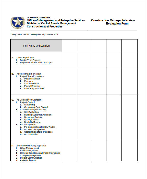 FREE 31+ Interview Evaluation Forms in PDF | MS Word | Excel