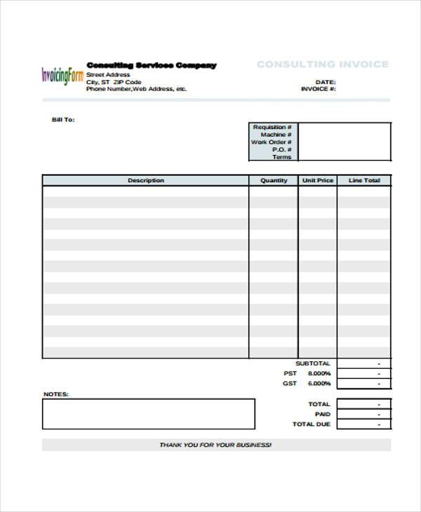 consulting invoice format