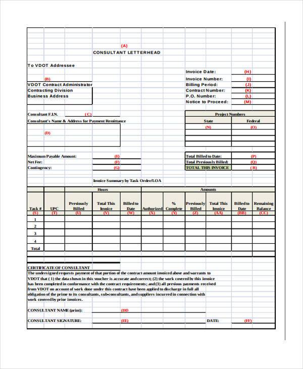 consulting services invoice form