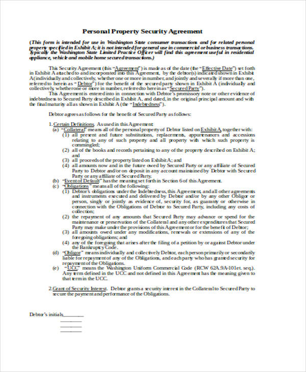 consumer loan security agreement1