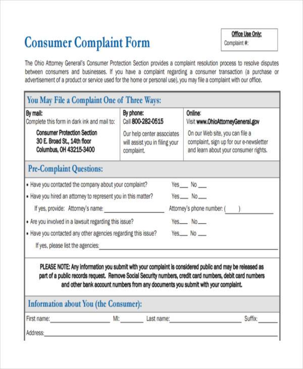 free-45-sample-complaint-forms-in-pdf-ms-word-excel