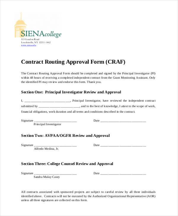 contract routing and approval form