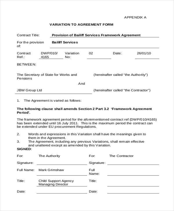 contract variation agreement form