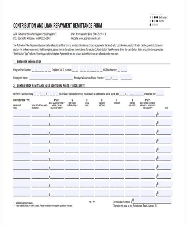 contribution and loan repayment remittance form1