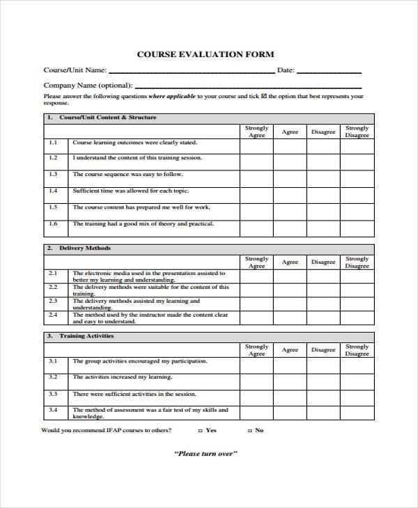 FREE 60+ Sample Evaluation Forms in PDF | MS Word | Excel