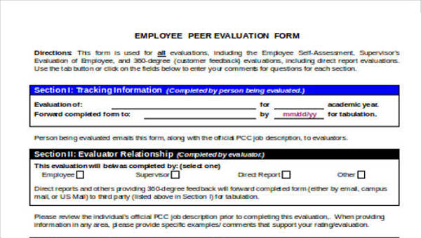 course employee evaluation form