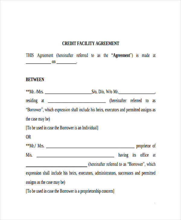 Credit Agreement Template