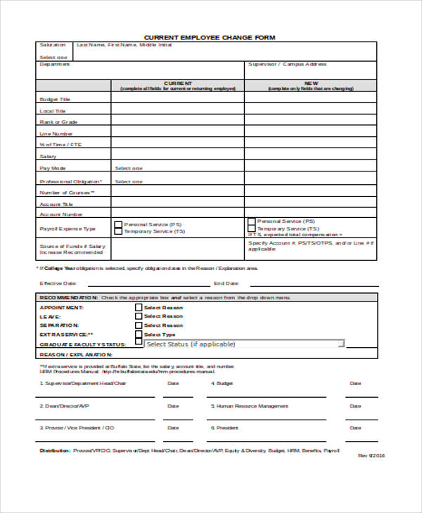 current employee change form