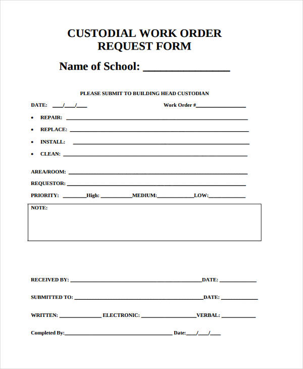 custodial work order request form