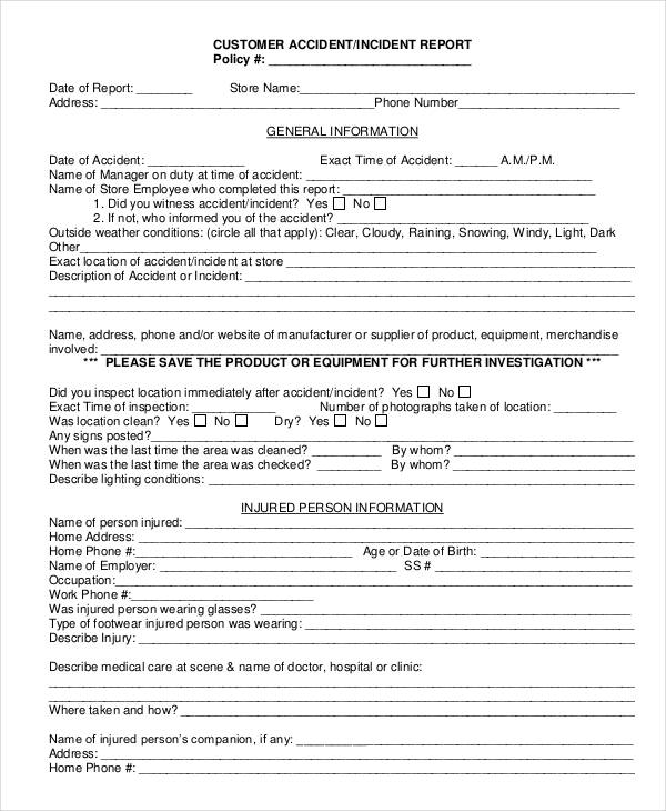customer accident incident report form1