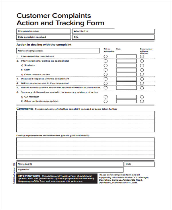 customer complaint tracking form1
