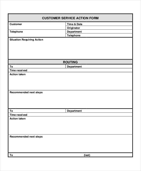 customer service action form1