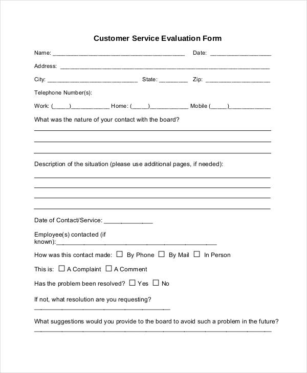 customer service evaluation form1