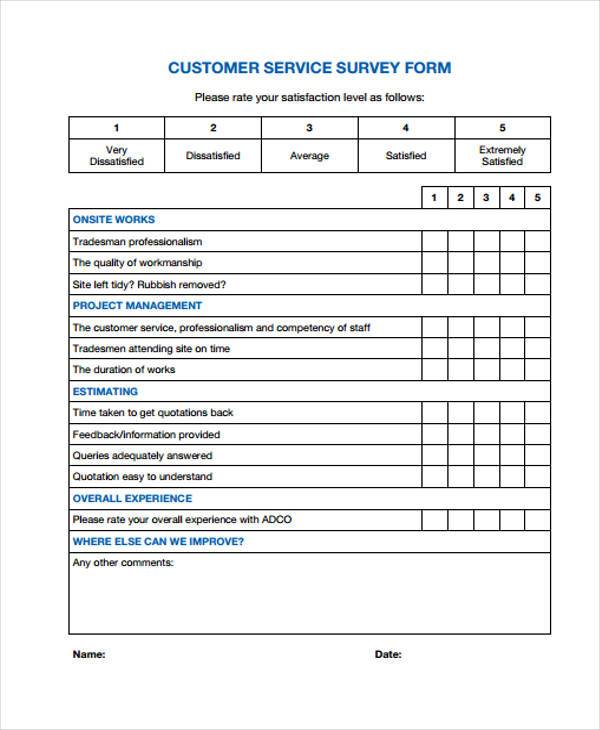 customer service survey form