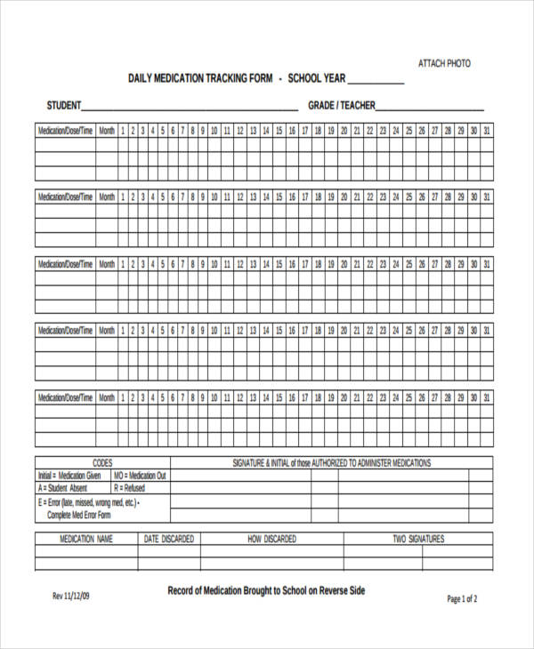 daily medication tracking form