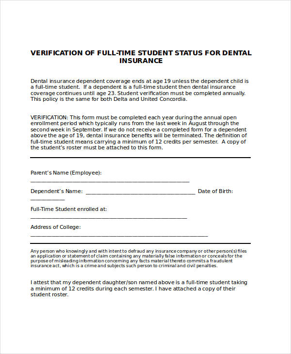 dental insurance verification form