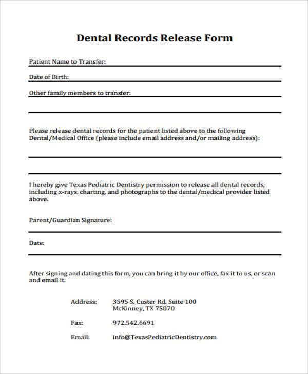 dental medical records release form1