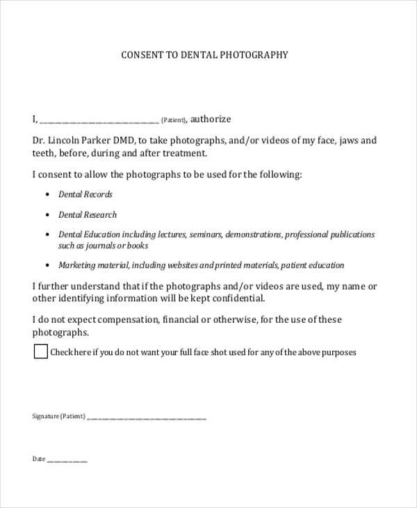 dental photo consent form