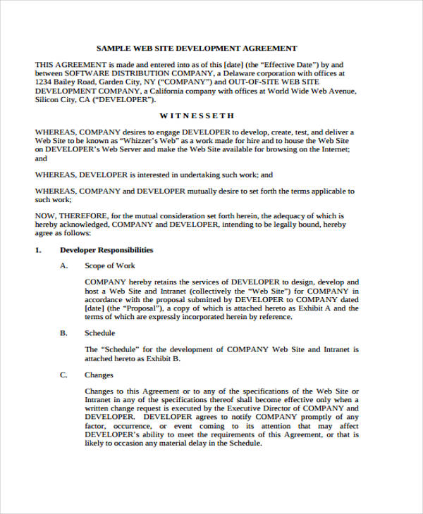 development agreement form pdf