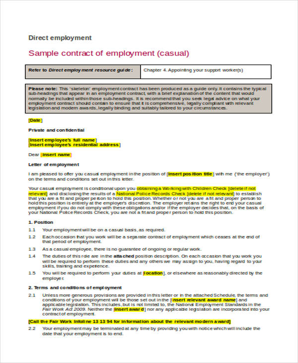direct employment contract agreement form1