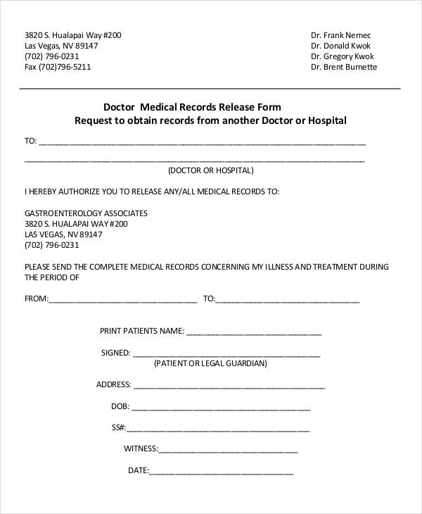 doctor medical records release form2